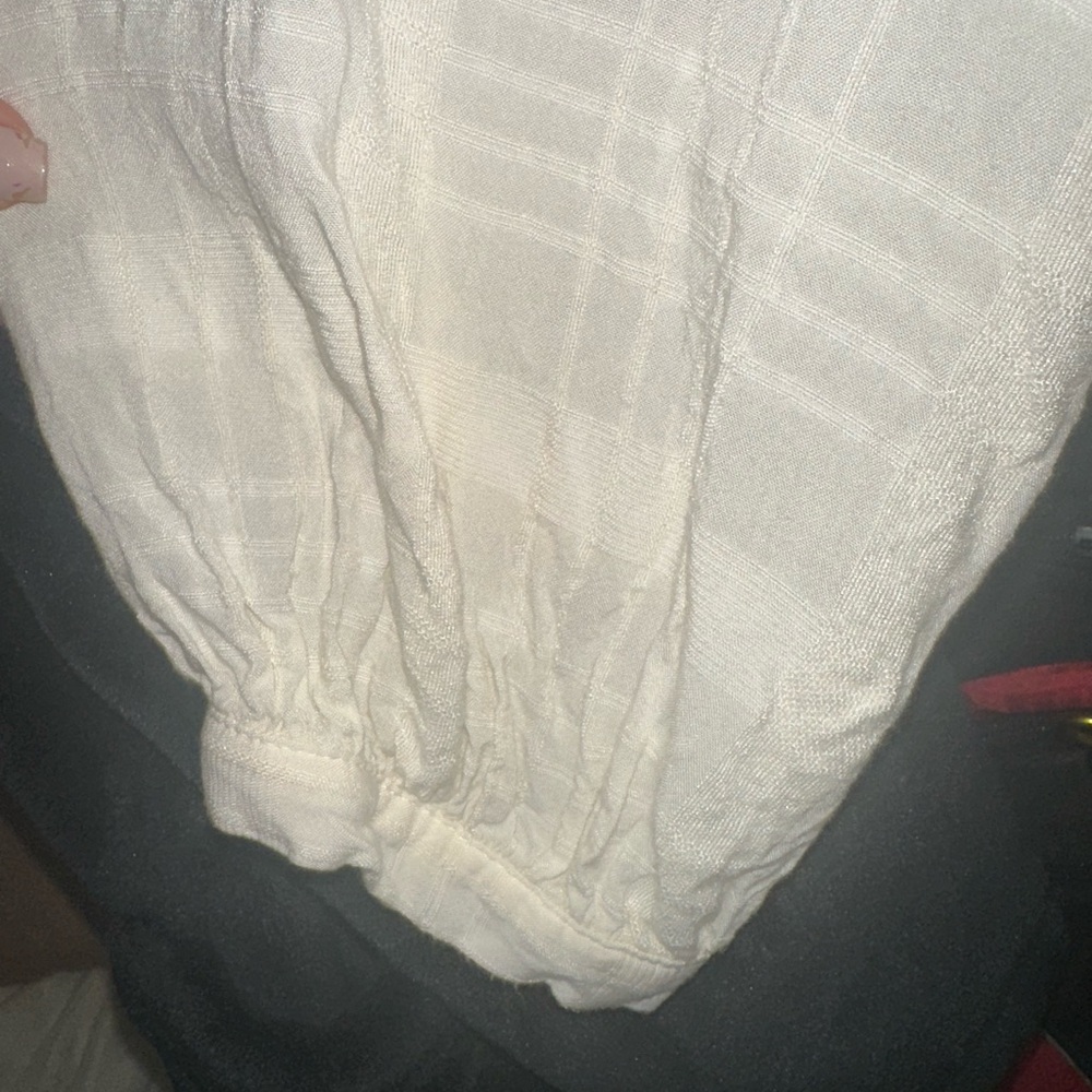XL Old Navy Cream Long Sleeve Blouse w tassels - Picture 4 of 5
